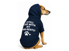 “I Still Live With My Paw-rents!” Dog Hoodie Blue – Soft and Warm