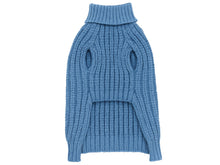 Blue Wool Knit Dog Sweater – Soft and Warm Cable Knit