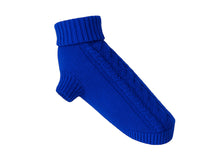 “Molly” Dog Sweater – Warm in Royal Blue Cable Knit