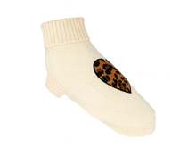 Posh Beige Dog Sweater with Leopard Heart