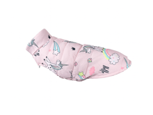 “Unicorn” Dog Coat – Pastel Pink with Rainbow Print