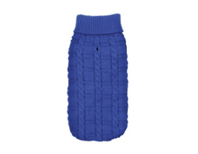 “Molly” Dog Sweater – Warm in Royal Blue Cable Knit