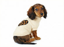 Posh Beige Dog Sweater with Leopard Heart