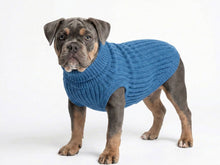 Blue Wool Knit Dog Sweater – Soft and Warm Cable Knit