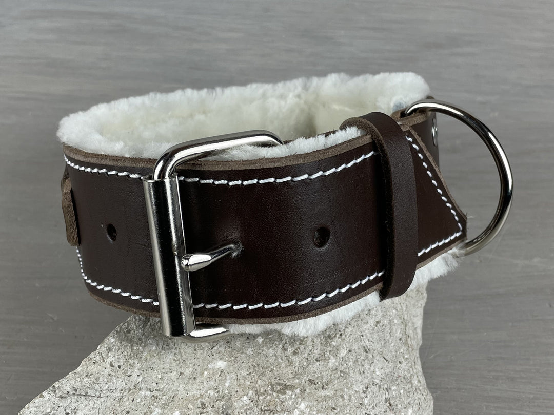 Leather Handle Dog Collar with Extra Fluffy Sheepskin– Yupcollars