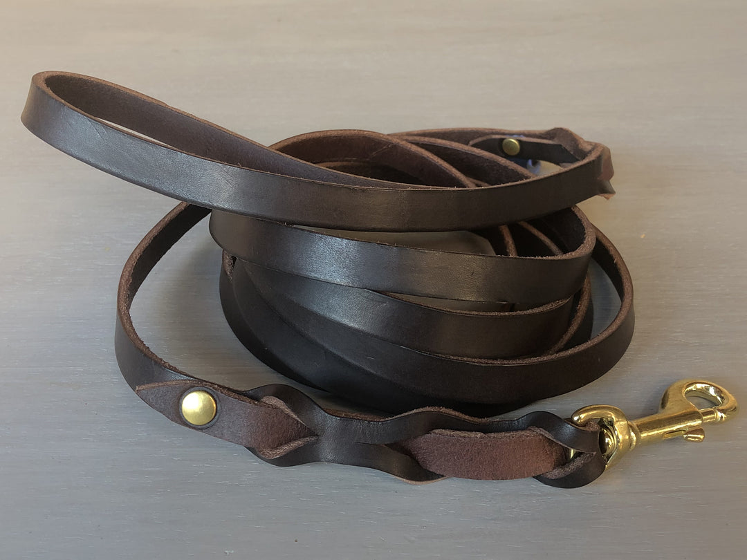 Bull Leather Long Dog Leash from 7 ft to 30 ft with Handle Yupcollars