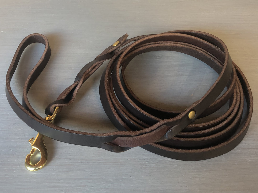 Bull Leather Long Dog Leash from 7 ft to 30 ft with Handle Yupcollars