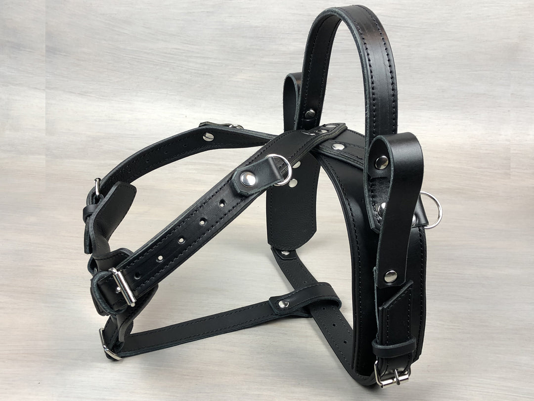 Standard X Back Leather Guide Dog Harness with Fixed Semi Rigid
