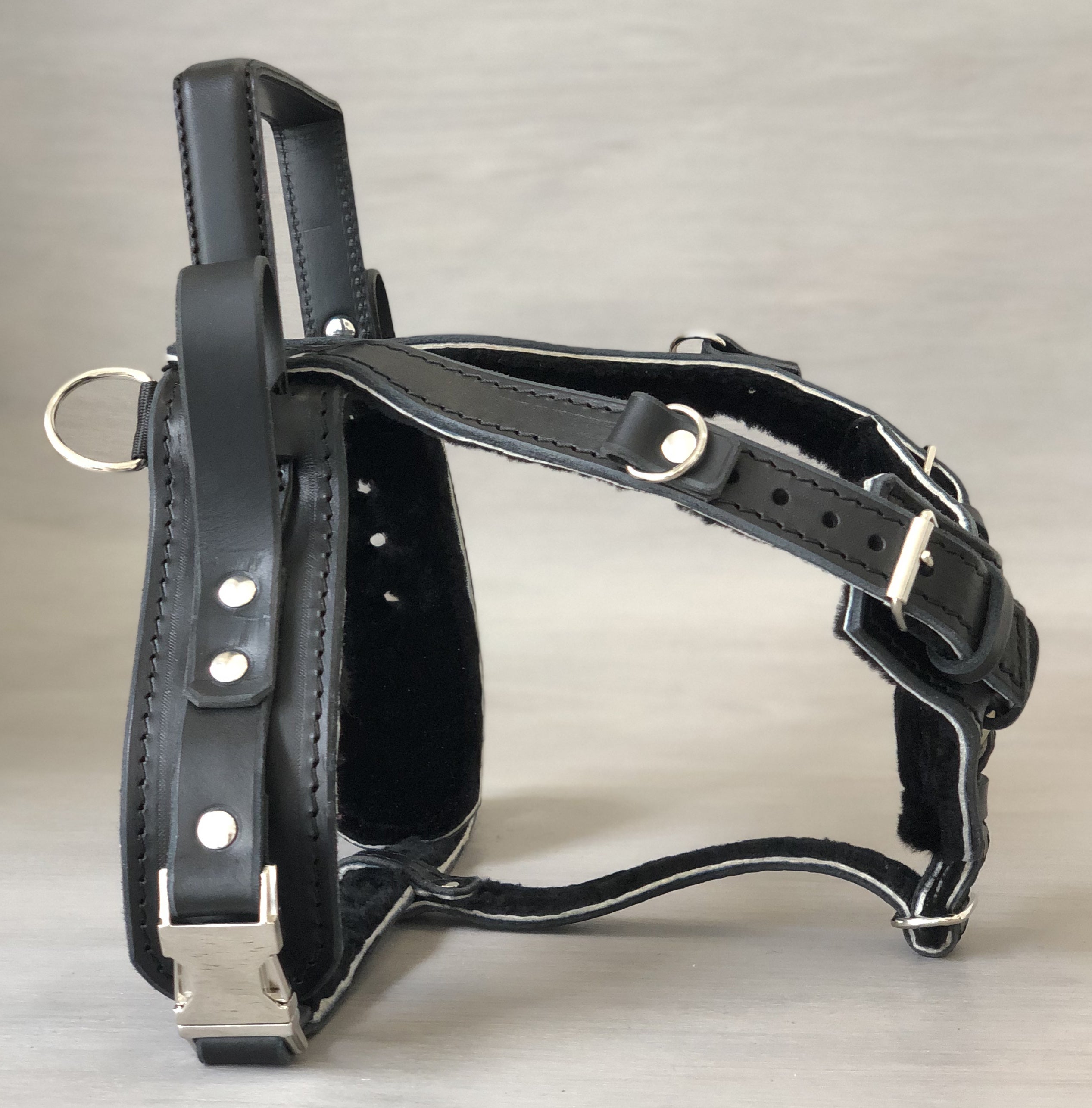 Y Front Leather Guide Dog Harness with Fixed Rigid Handle Yupcollars