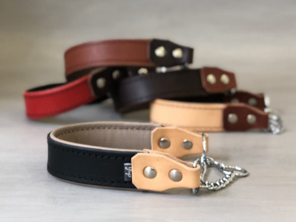 SIE Gerolltes Hundehalsband Aus Leder – Klassisches Design, 30,5 Cm, Schwarz